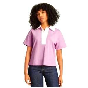 NWT EVERLANE Women’s Popover Collared Boxy Short Sleeve Polo Small